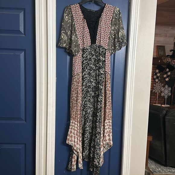Zara Women’s Boho Chiffon Patchwork Maxi Dress Size XS - Picture 3 of 9